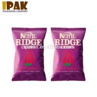 Custom food grade tear notch pillow foil packaging bag for potato chips